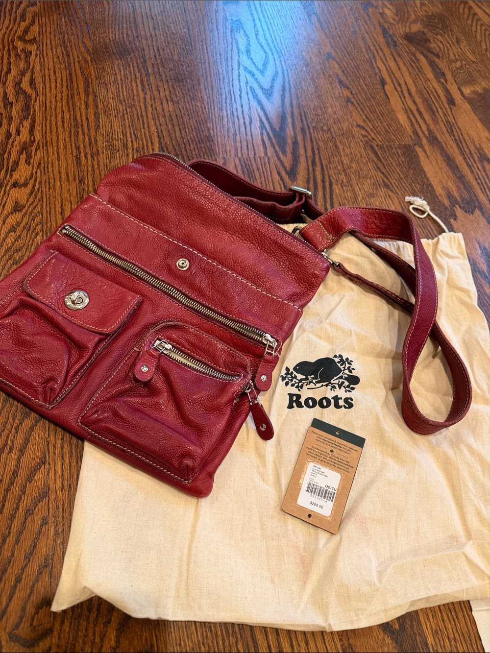 Roots larger gorgeous Ella tribe red shoulder convertible to crossbody bag $268
